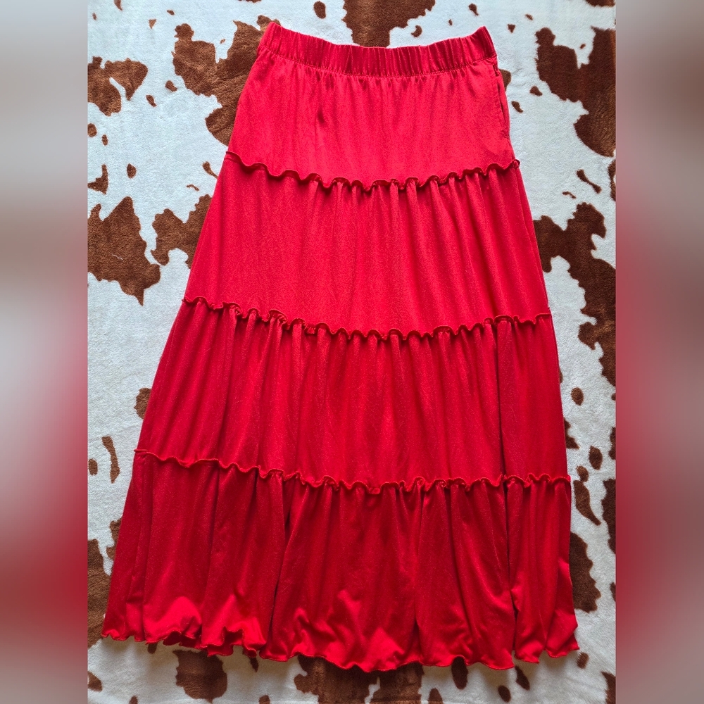 Women's Pleated Tiered Maxi Skirt Medium Whimsical 😍 Soft W/pockets